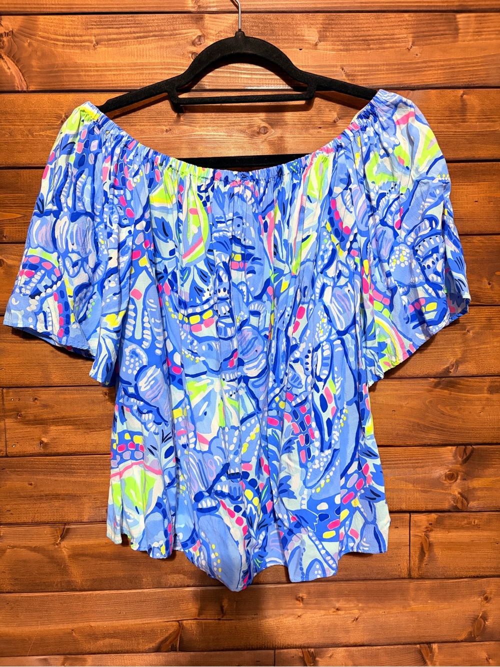 Lilly Pulitzer Sain off-the-shoulder top Peri Pinch size M